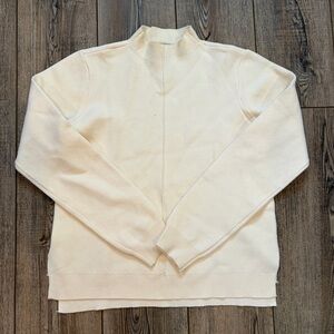 By Design Cream Mock Neck Knit Sweater | Size S | Small Flaw